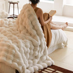 Faux Fur Throw Blanket Soft Insulating Wave Texture
