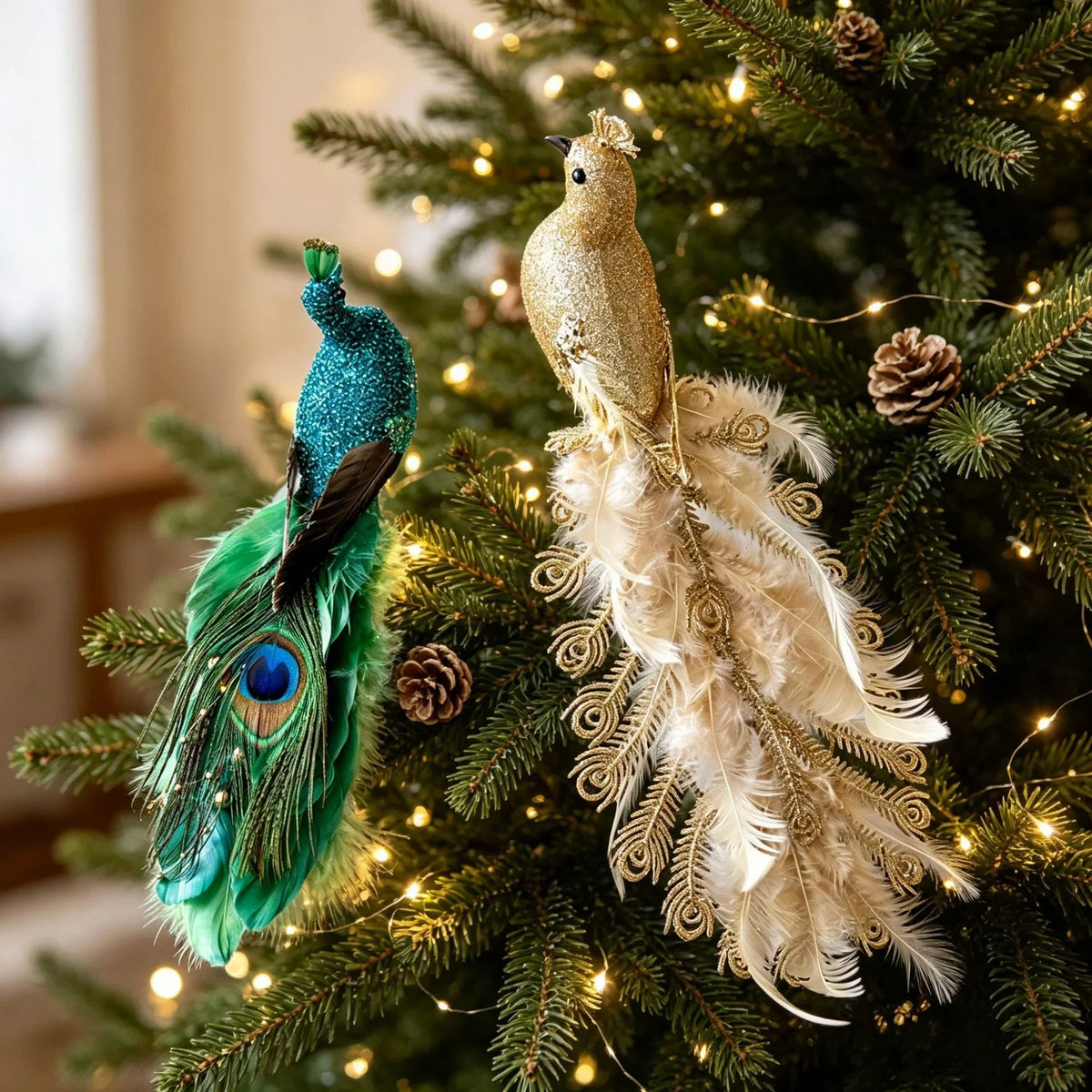 Feather Decoration Sparkling Sequin Accents