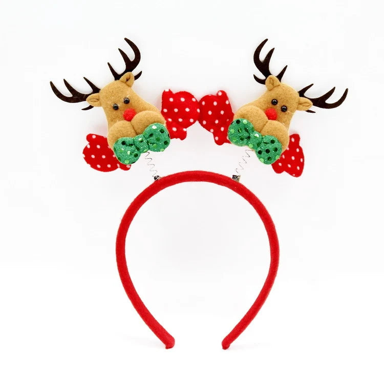 Festive Headband Santa Figurines & Sparkle Accents
