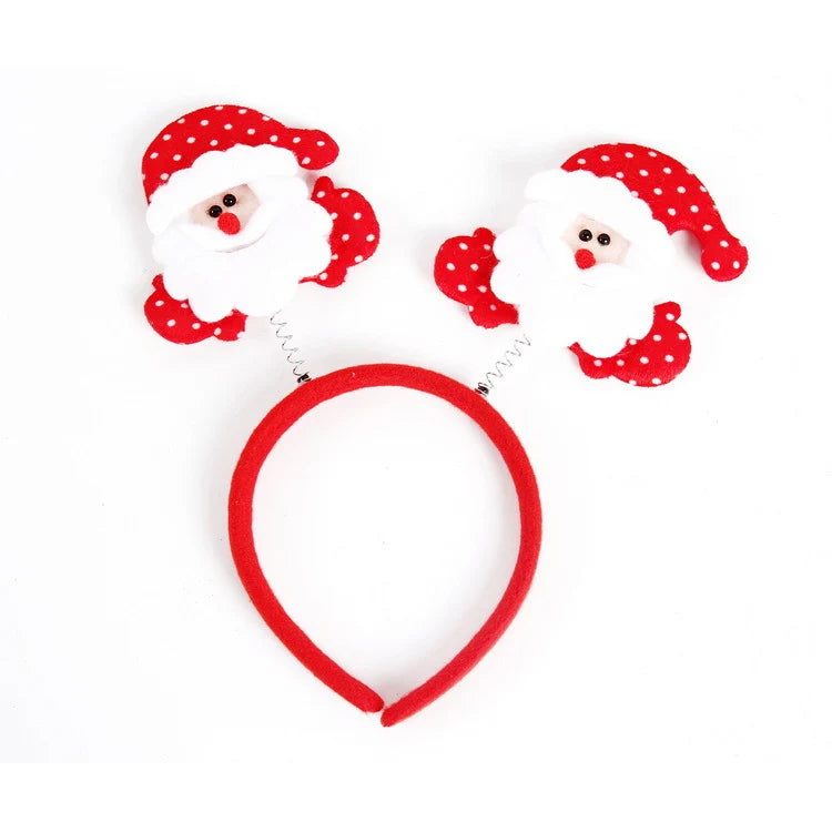 Festive Headband Santa Figurines & Sparkle Accents
