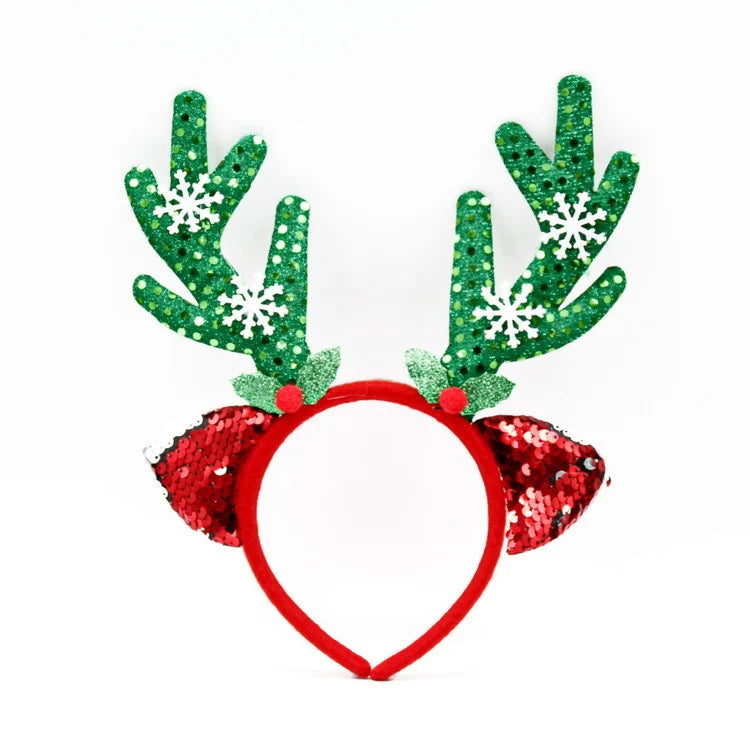 Festive Headband Santa Figurines & Sparkle Accents