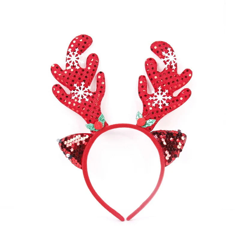 Festive Headband Santa Figurines & Sparkle Accents