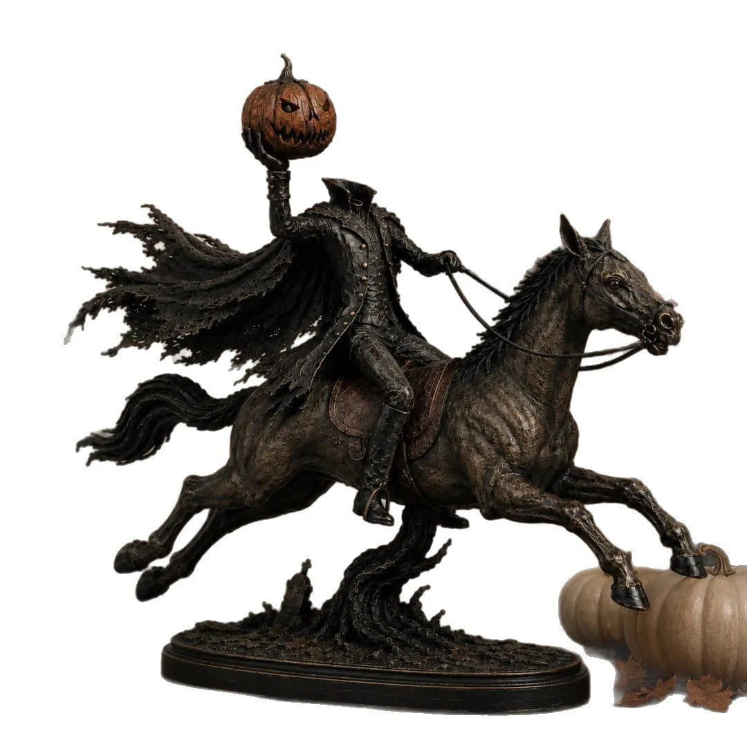 Figurine Polyresin Horse Rider With Pumpkin