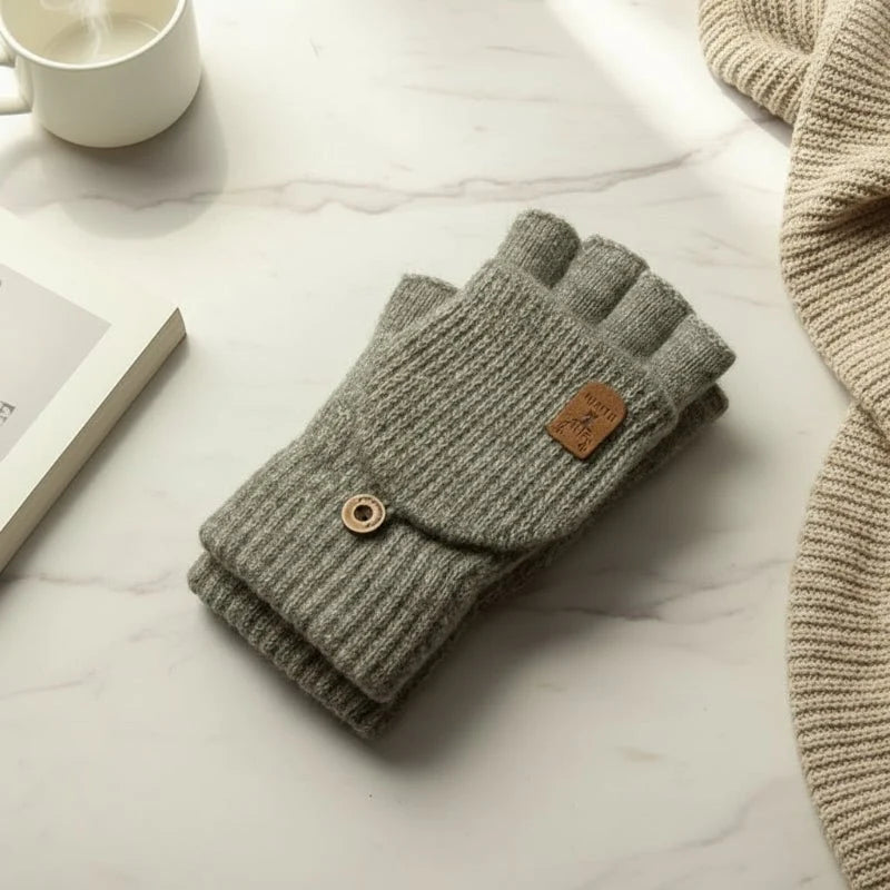 Fingerless Gloves Touchscreen Compatible Soft Acrylic Knit