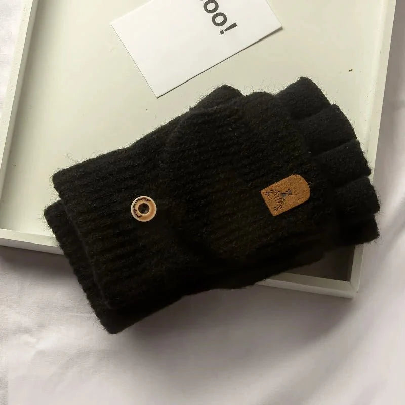 Fingerless Gloves Touchscreen Compatible Soft Acrylic Knit