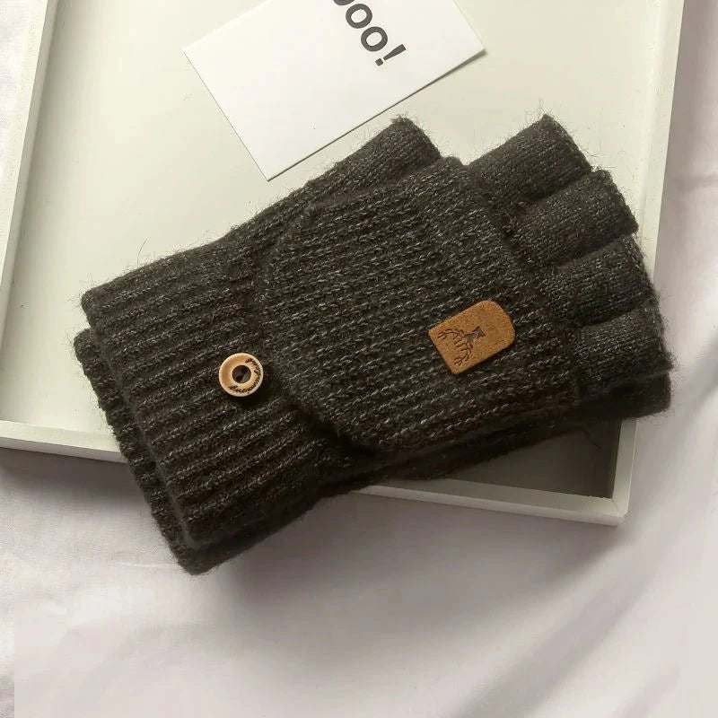 Fingerless Gloves Touchscreen Compatible Soft Acrylic Knit