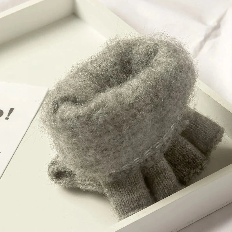 Fingerless Gloves Touchscreen Compatible Soft Acrylic Knit