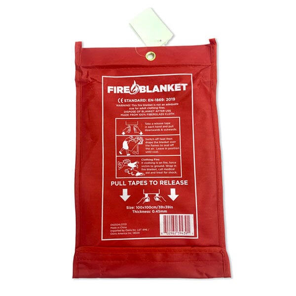 Fire Blanket Fiberglass 100 x 100 cm Wall-Mount Pouch