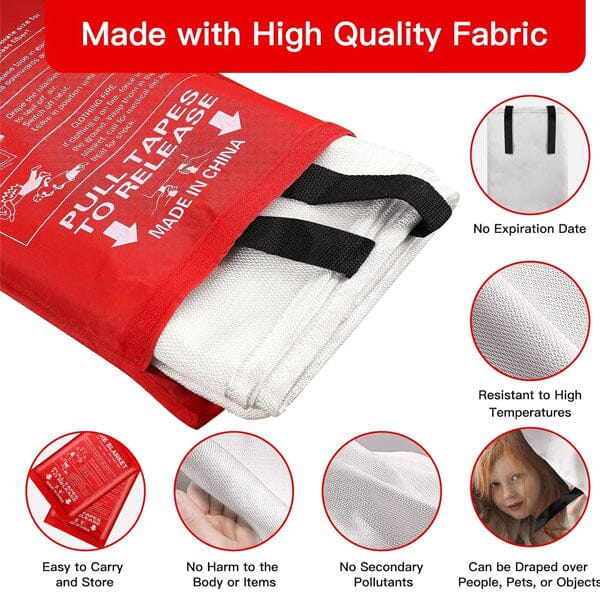 Fire Blanket Fiberglass 100 x 100 cm Wall-Mount Pouch