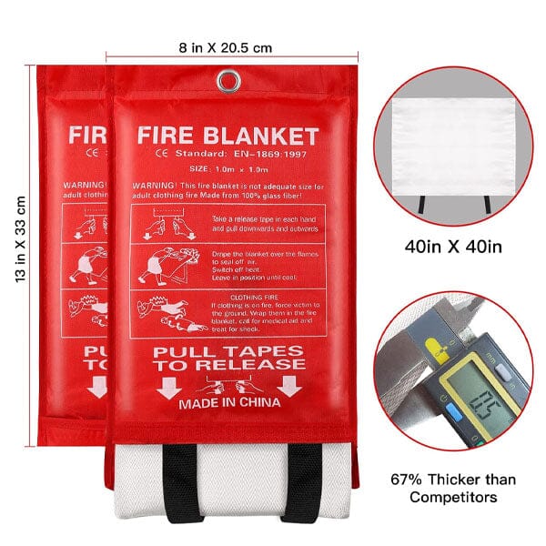 Fire Blanket Fiberglass 100 x 100 cm Wall-Mount Pouch