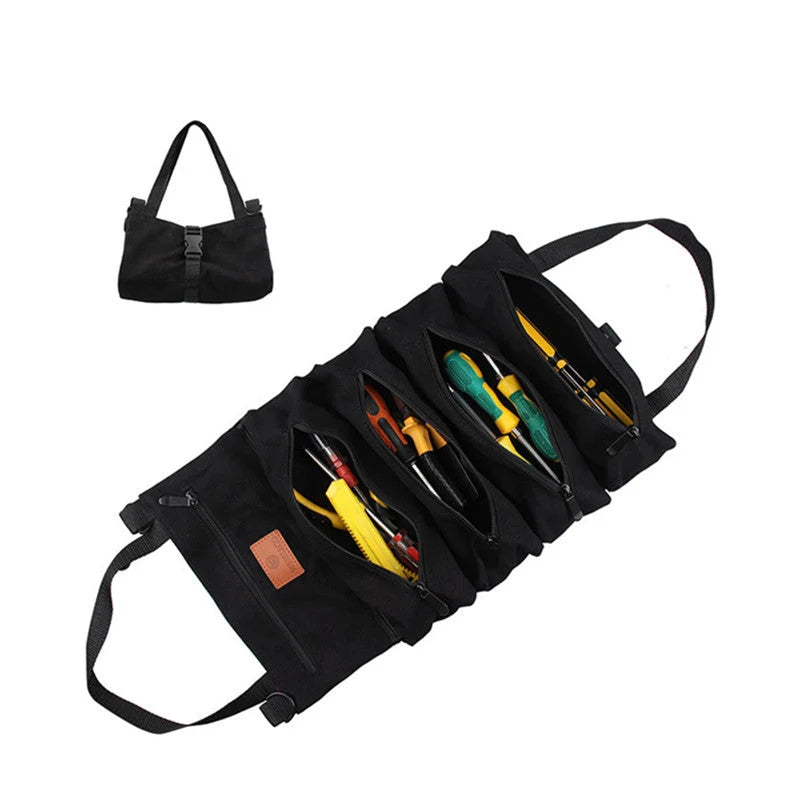 Fishing Reel Storage Bag Thick Canvas Grid Organizer Zippered