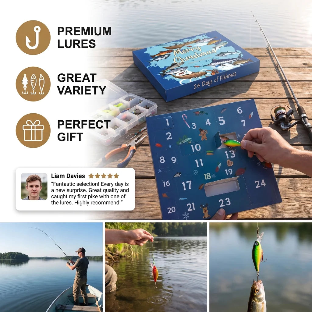 Fishing Tackle Advent Calendar 24 Compartments Assorted Lures