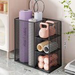 Fitness Equipment Storage Cart Rolling Mesh Shelves Locking Casters