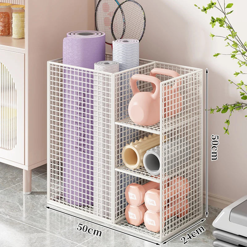 Fitness Equipment Storage Cart Rolling Mesh Shelves Locking Casters