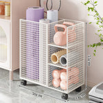 Fitness Equipment Storage Cart Rolling Mesh Vertical Mat Slot & Shelves