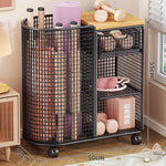 Fitness Storage Cart Yoga Mat Compartment Mesh Shelves & Drawer