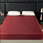 Fitted Sheet Cooling Ice Silk Satin All-Around Elastic Fit