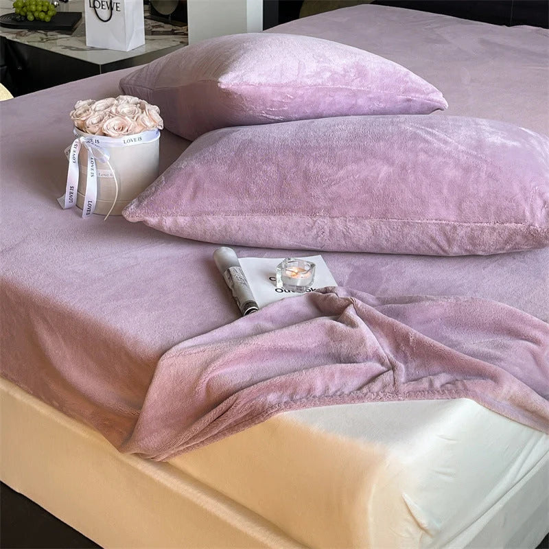 Fitted Sheet Set Velvety Microfiber Wrinkle-Resistant