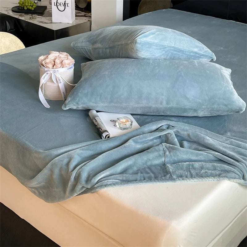 Fitted Sheet Set Velvety Microfiber Wrinkle-Resistant