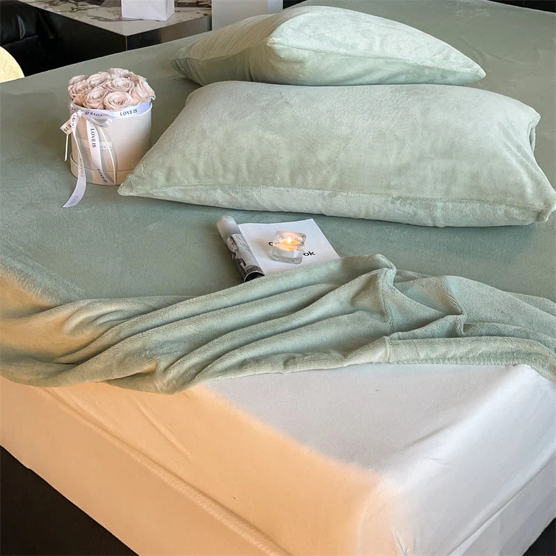 Fitted Sheet Set Velvety Microfiber Wrinkle-Resistant