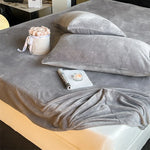 Fitted Sheet Set Velvety Microfiber Wrinkle-Resistant