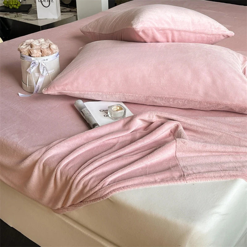 Fitted Sheet Set Velvety Microfiber Wrinkle-Resistant