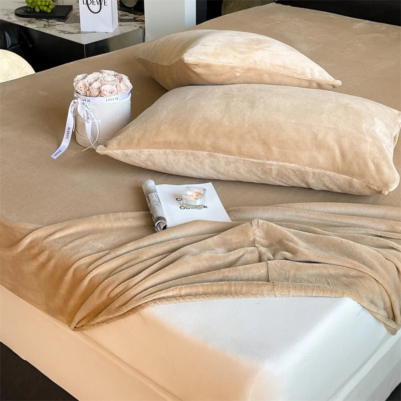Fitted Sheet Set Velvety Microfiber Wrinkle-Resistant