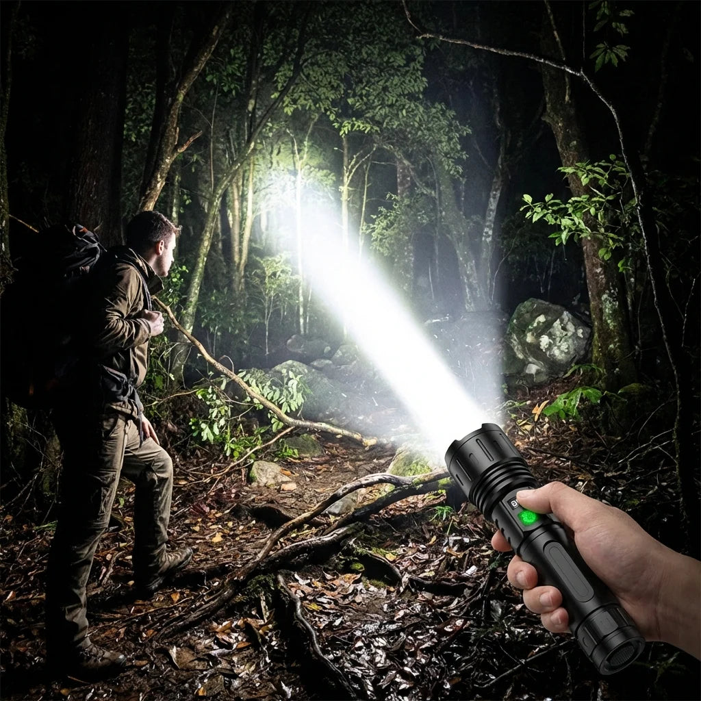 Flashlight Rechargeable USB-C Power Bank LCD Battery Display Adjustable Beam