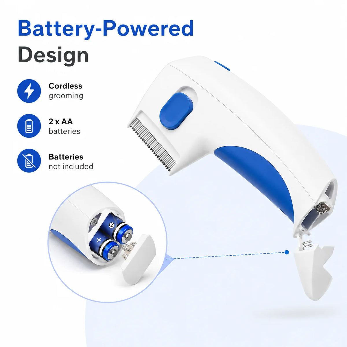 Flea Comb Battery-Powered Stainless Steel Detachable Head