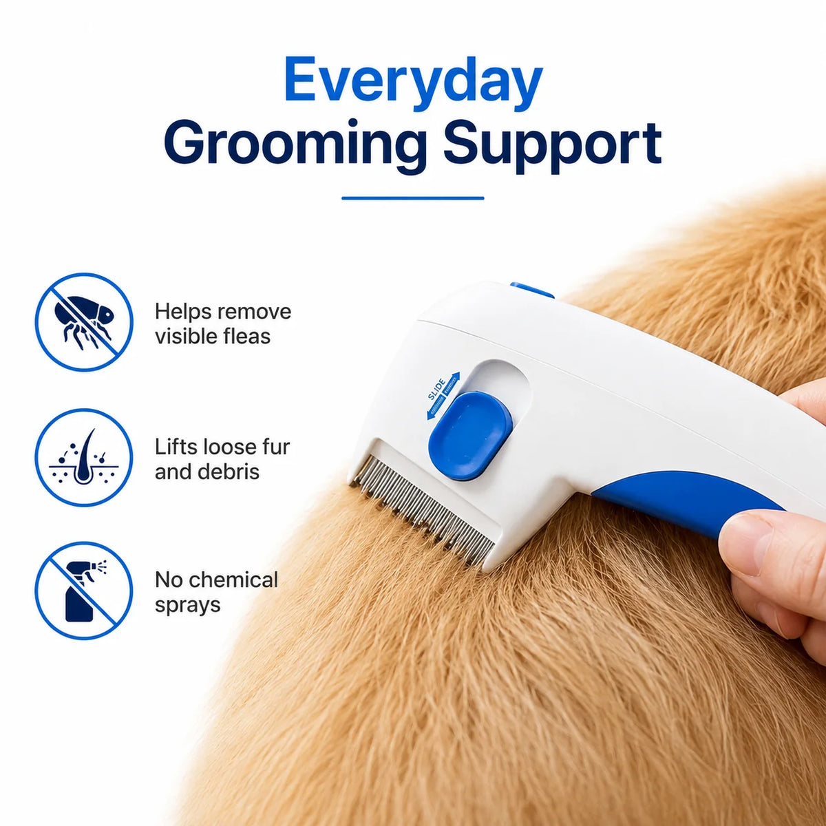 Flea Comb Battery-Powered Stainless Steel Detachable Head