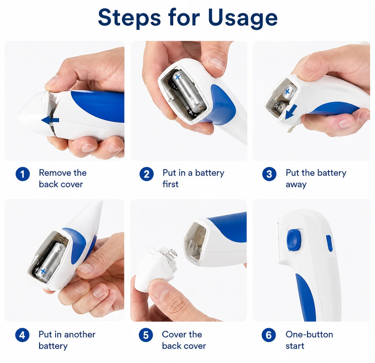 Flea Comb Battery-Powered Stainless Steel Detachable Head