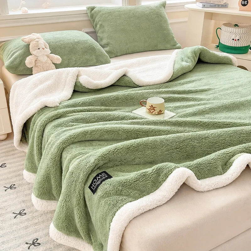 Fleece Blanket Double-Layer Lambskin Plush & Cozy Warmth