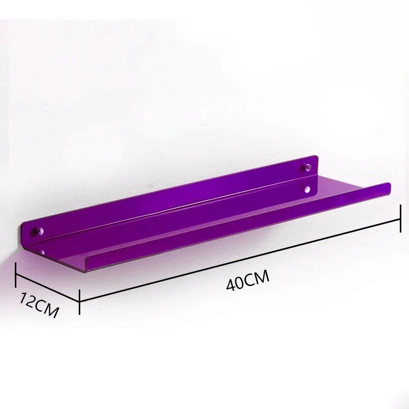Floating Shelf Acrylic Wall-Mounted Single-Level Display Shelf
