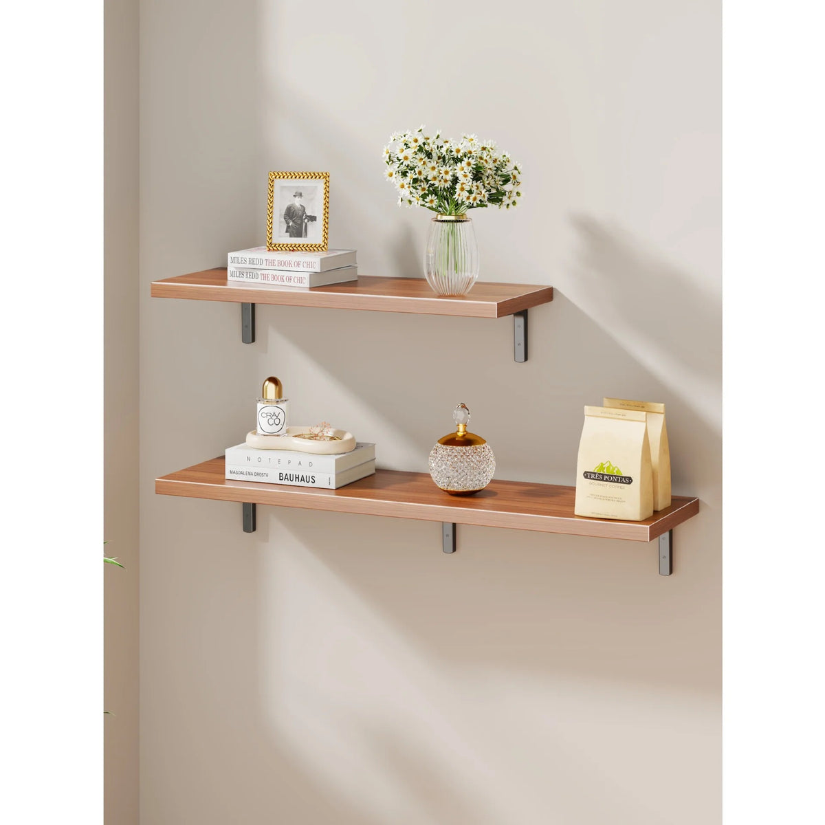 Floating Wall Shelf Concealed Brackets Space-Saving Display