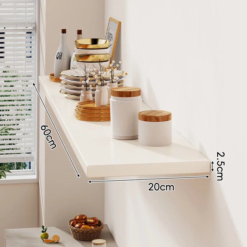 Floating Wall Shelf Wood-Grain Finish Concealed Bracket Slim Profile