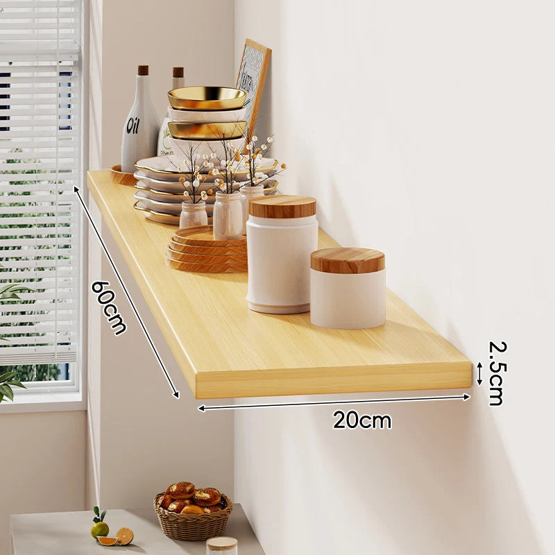 Floating Wall Shelf Wood-Grain Finish Concealed Bracket Slim Profile