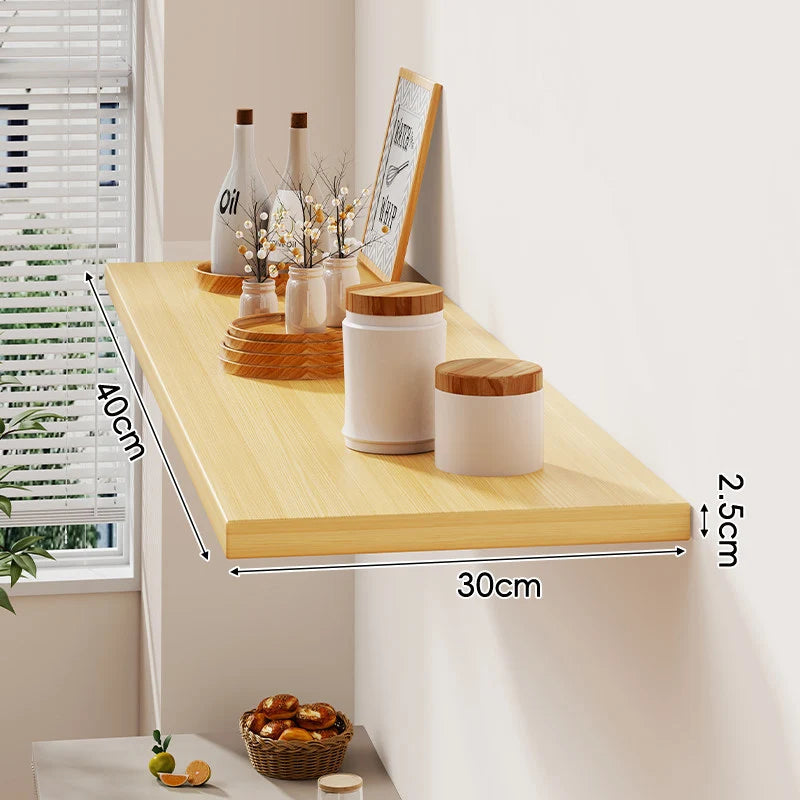 Floating Wall Shelf Wood-Grain Finish Concealed Bracket Slim Profile