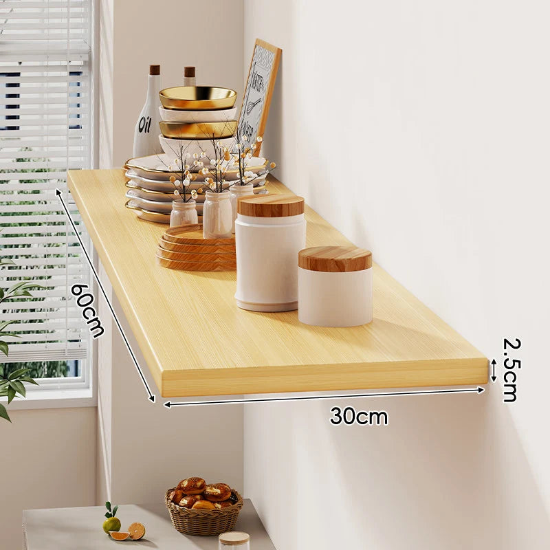 Floating Wall Shelf Wood-Grain Finish Concealed Bracket Slim Profile