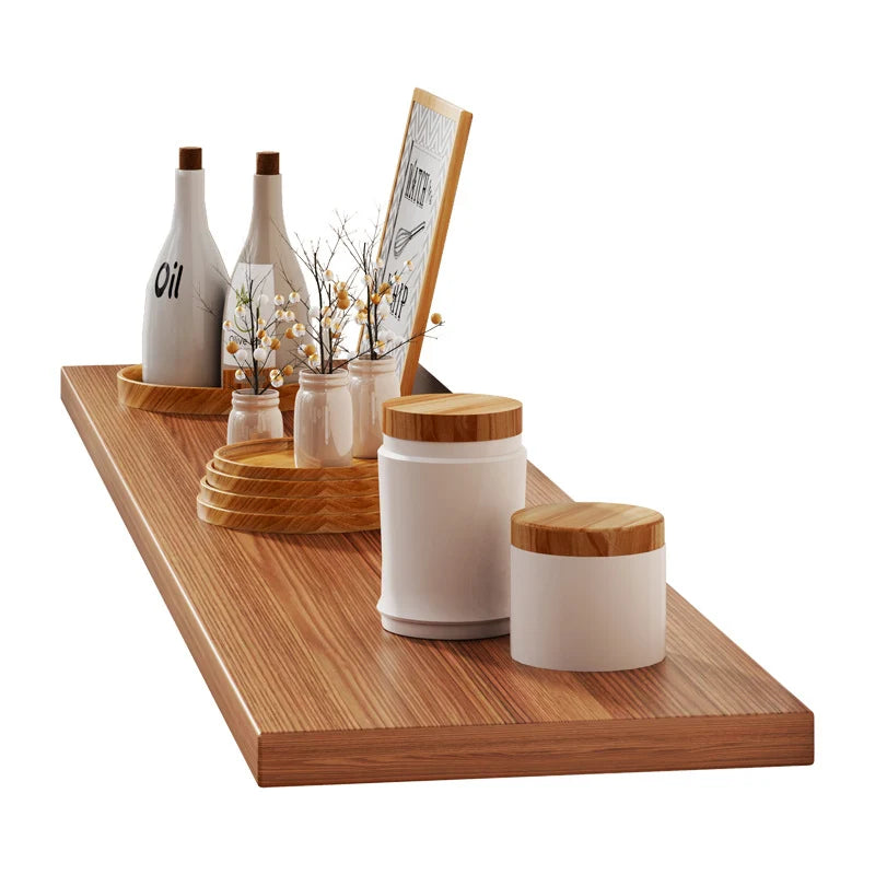 Floating Wall Shelf Wood-Grain Finish Concealed Bracket Slim Profile