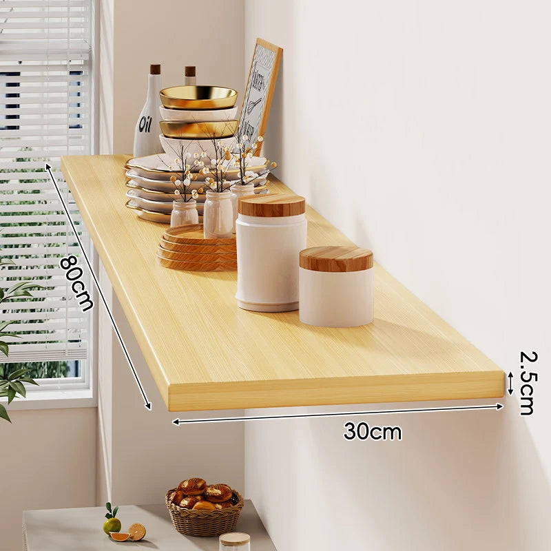 Floating Wall Shelf Wood-Grain Finish Concealed Bracket Slim Profile
