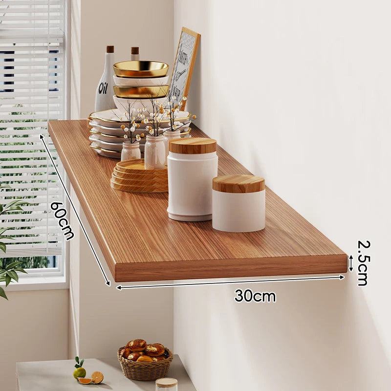Floating Wall Shelf Wood-Grain Finish Concealed Bracket Slim Profile