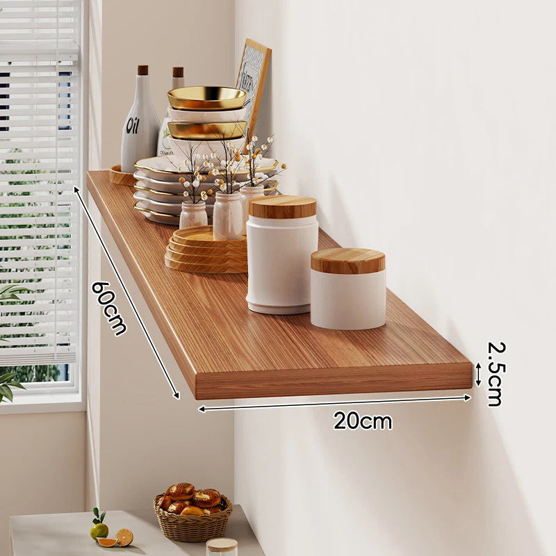 Floating Wall Shelf Wood-Grain Finish Concealed Bracket Slim Profile