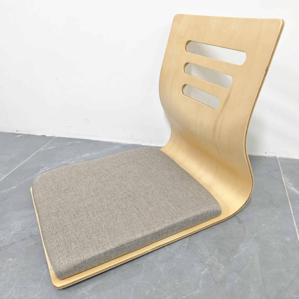 Floor Chair Birch Wood Frame Cotton Cushion Ergonomic Back Support