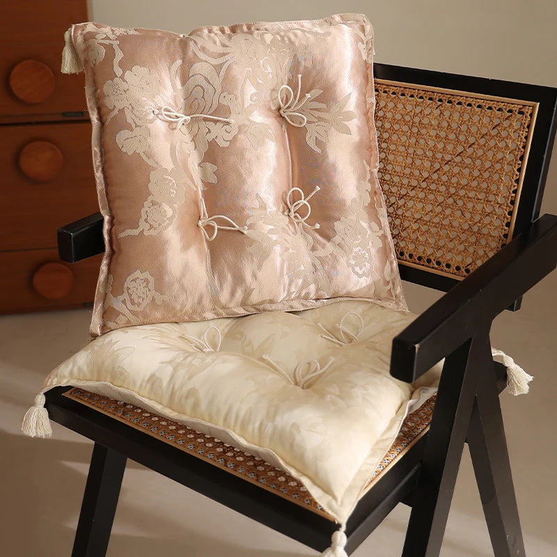 Floor Cushion Quilted Jacquard Padded With Tassels