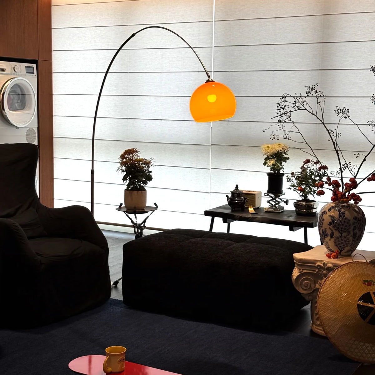 Floor Lamp Curved Arc Adjustable Height Warm Ambient Light