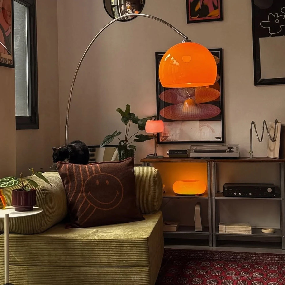 Floor Lamp Curved Arc Adjustable Height Warm Ambient Lighting