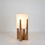 Floor Lamp Fabric Shade Wooden Base Ambient Lighting