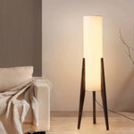 Floor Lamp Walnut Wood Base Dimmable LED Touch Control
