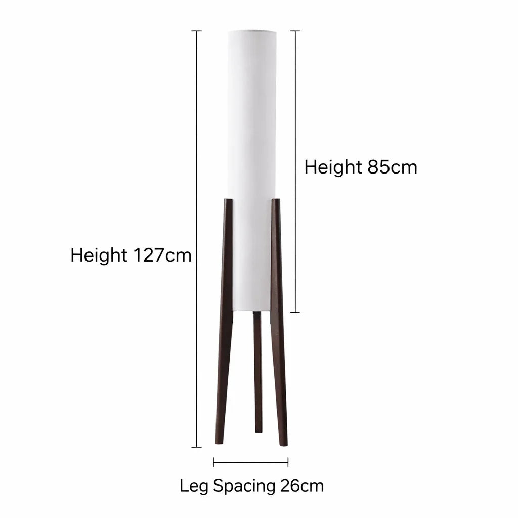 Floor Lamp Walnut Wood Base Dimmable LED Touch Control