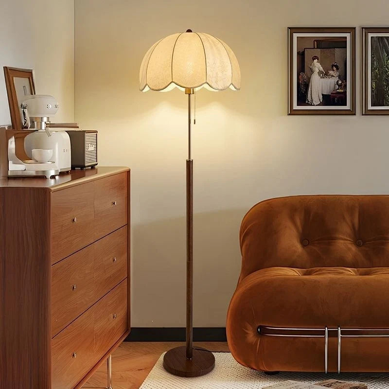 Floor Lamp Wavy Shade Adjustable Height Tri-Color Light